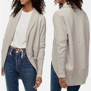 Aritzia Wilfred Taupe Long Cocoon Cotton Cardigan